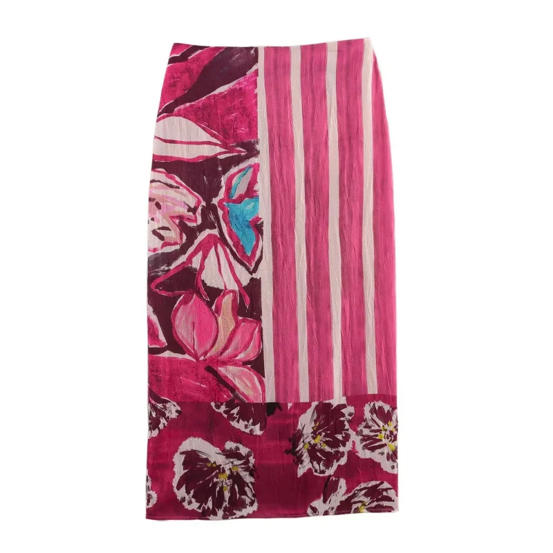 

New Women's Fashion Hot-Selling Elegant Fashion Printed Silk Texture Midi Skirt