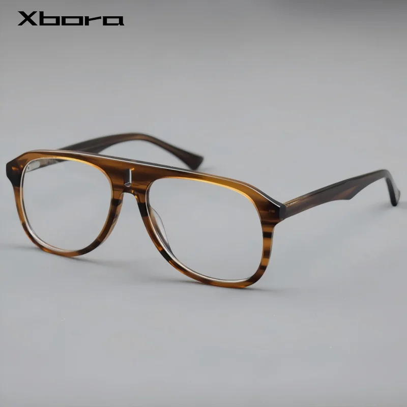 

Xbora Men Classic Double Bridge Glasses Optical Frame Acetate Ultra Light Eyegalsses Frames Myopia Eyewear 4379