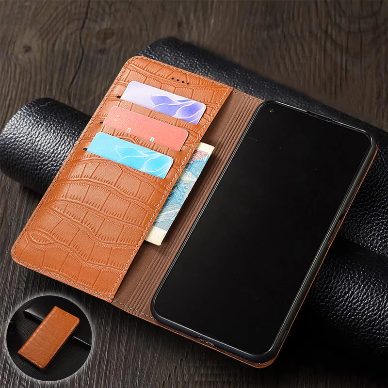 

Crocodile Belly Genuine Leather Flip Case For OPPO Reno 11 11F 12 12F 13 13F 14 14F 15 Pro Plus Wallet Phone Cover Cases