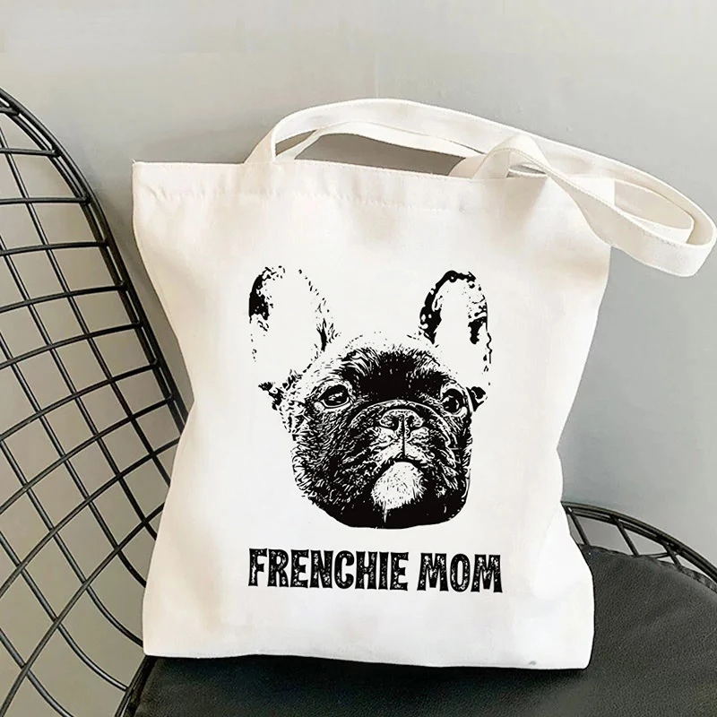 Cute French Bulldog Shopping Bag Casual Resuable Eco Tote Bags for Women Large-capacity Shopper Bag with Handle