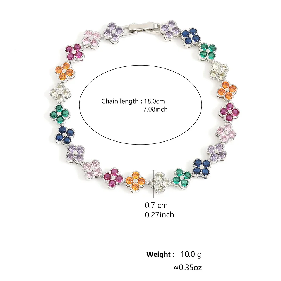 ZAKOL Korean Fashion Random Colorful Zircon Flower Plant Bracelets For Women Dopamine Girls Jewelry Party Accessories