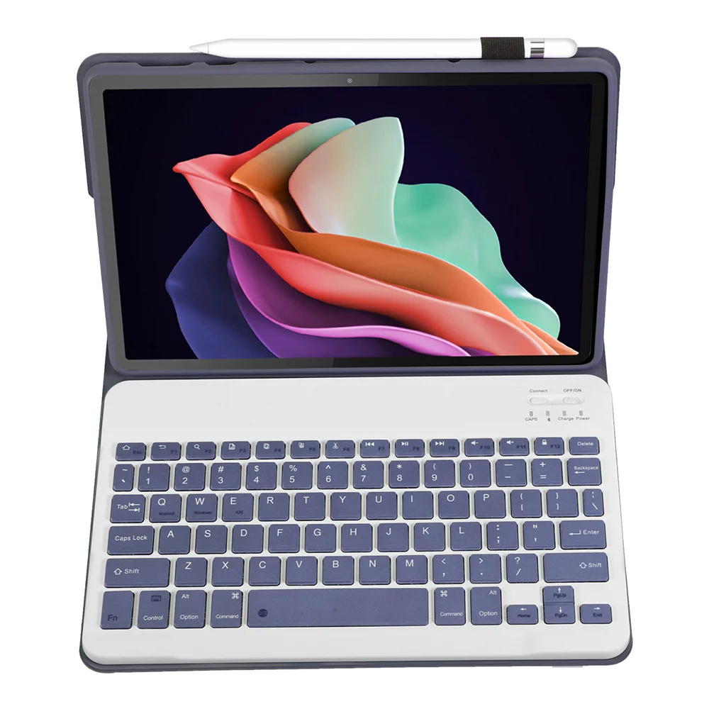 AH13 화웨이 메이트패드 SE 10.4인치 가죽+TPU 태블릿 커버(블루투스 호환 키보드 포함) - 퍼플