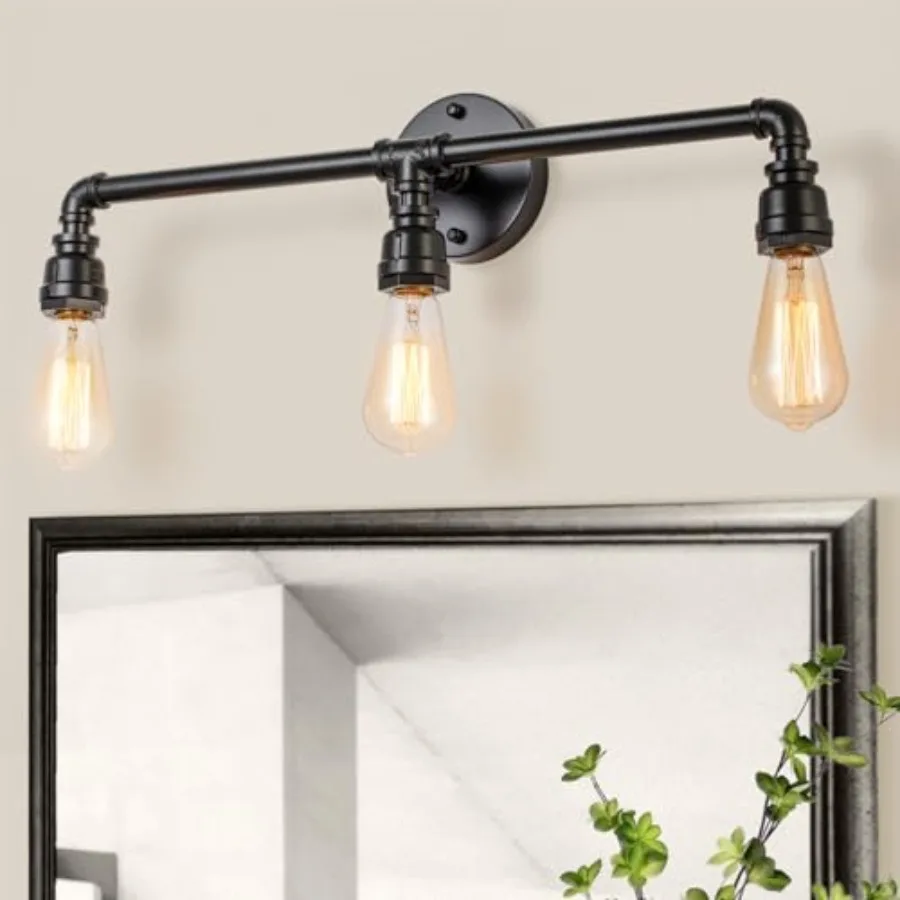 

Bathroom Vanity Light Fixture 3 Lights Farmhouse Industrial Black Water Pipe Wall Light Fixture