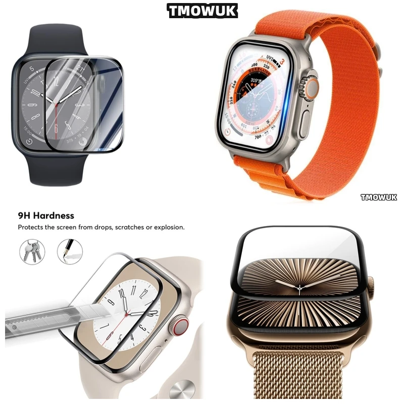

For Apple Watch 1 2 3 4 5 6 7 8 9 10 SE 38 41 45 44 42 49 MM, Soft Touch Guard, High Transparency Display.