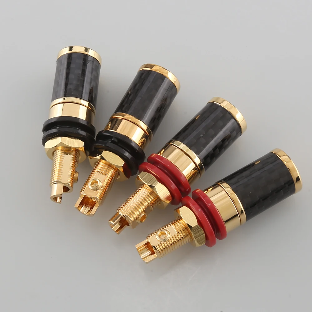 4Pcs Audiocrast CF45G/R คาร์บอนไฟเบอร์ Binding โพสต์ทอง/โรเดียมชุบ Terminal กล้วยปลั๊กแจ็คภายใน line Interface
