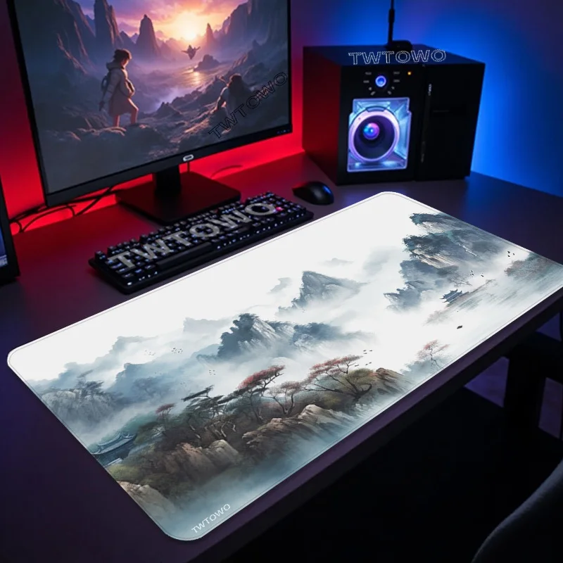 Mouse Pad Ink Landscape Painting Gamer XL Custom New Mousepad XXL Mechanical Keyboard Pad Soft Carpet Natural Rubber Mouse Mats