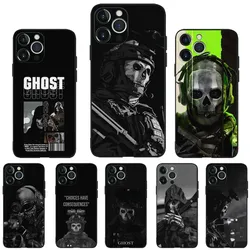 C- COD Call Of D-Duty Ghost Phone Case for Apple iPhone, 13, 14,13,12,11,XS,XR,X,8,7,Pro,Max,Plus, Mini Silicone Cover Black
