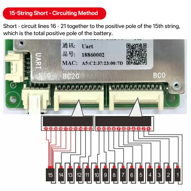 JBD BMS 40A 50A 60A 80A 8S~20S Bluetooth Smart BMS 8S 9S 10S 12S 13S 14S 15S 16S 17S 18S 20S LiFePO4 Li-Ionen BMS für E-Scooter – Detail 11