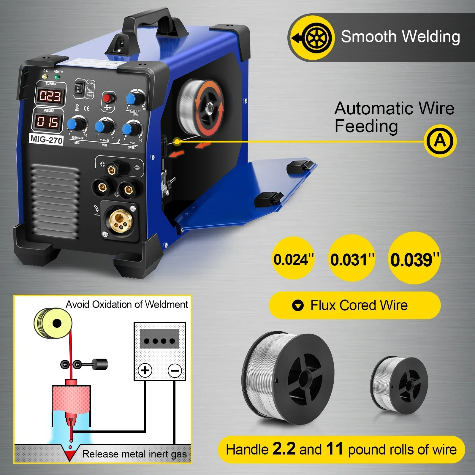 Máquina de soldadura MIG 270A, Combo de soldador MMA TIG 3 en 1, 110V/220V