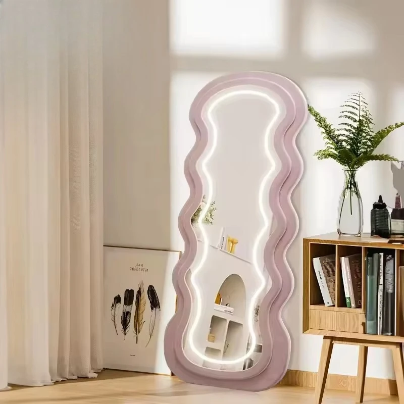 

Velvet Waveform Light Emitting Diode Decorative Mirror with Backlight Full Length Dressing Full Length Mirror