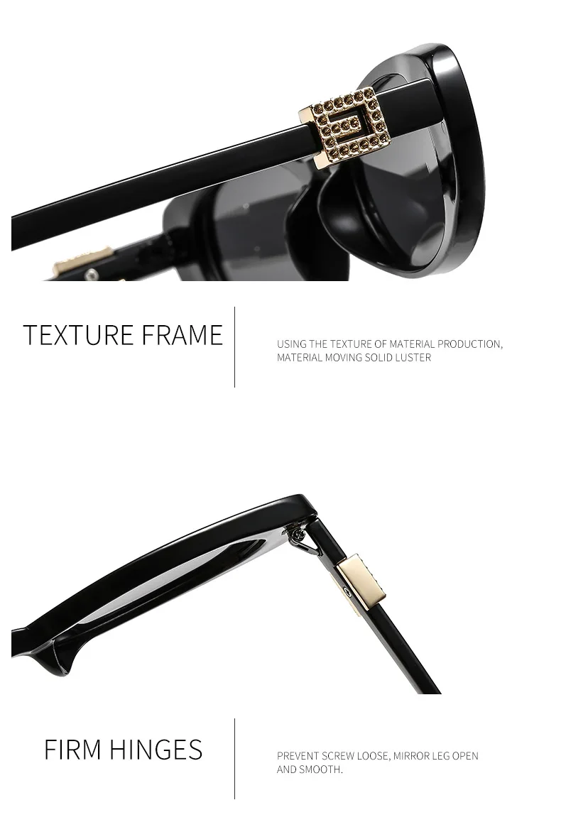 2PCS Luxus Weibliche Sonnenbrille Mode Mit Diamanten Sonnenbrille Ins Trendy Kleine Cat Eye Für Frauen Brillen Gafas De sol – Detail 9