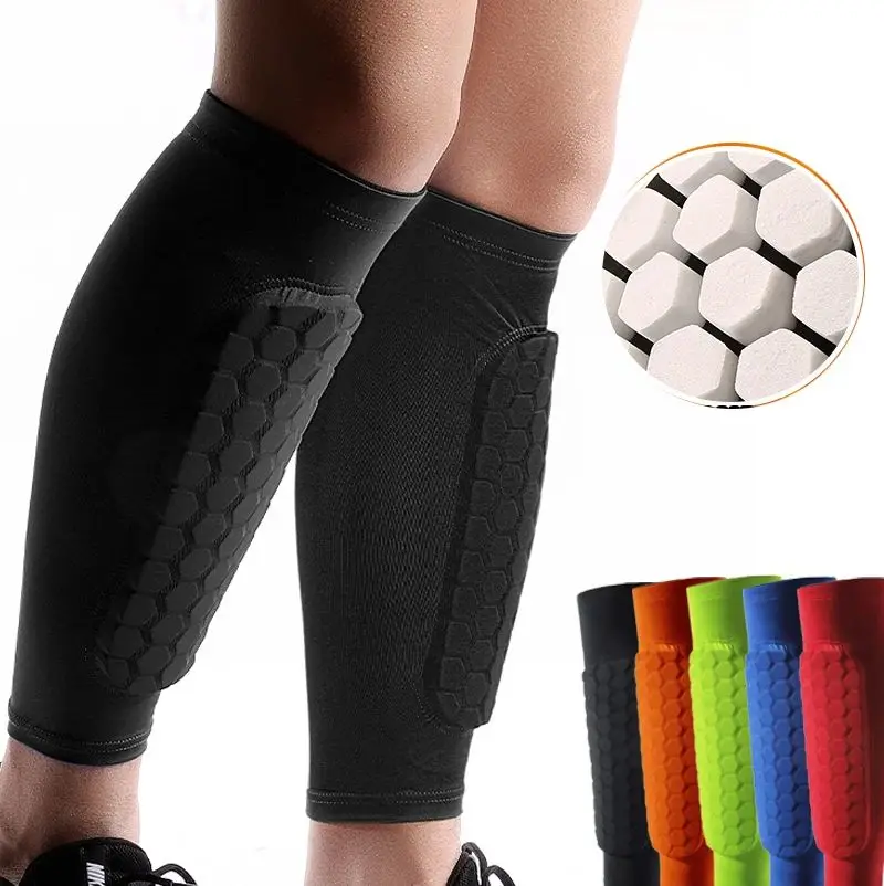 1/2PCS Football Shin Guard Socks Sleeves with Foam,Calf Compression Sleeve Honeycomb Pads,Sports Legging & Soccer Equipment