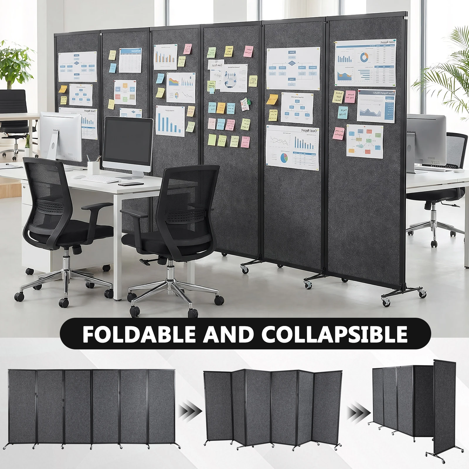 

Передвижная тканевая ширма-перегородка с блокирующимися колесами, высотой 6 футов, для дома и общежития