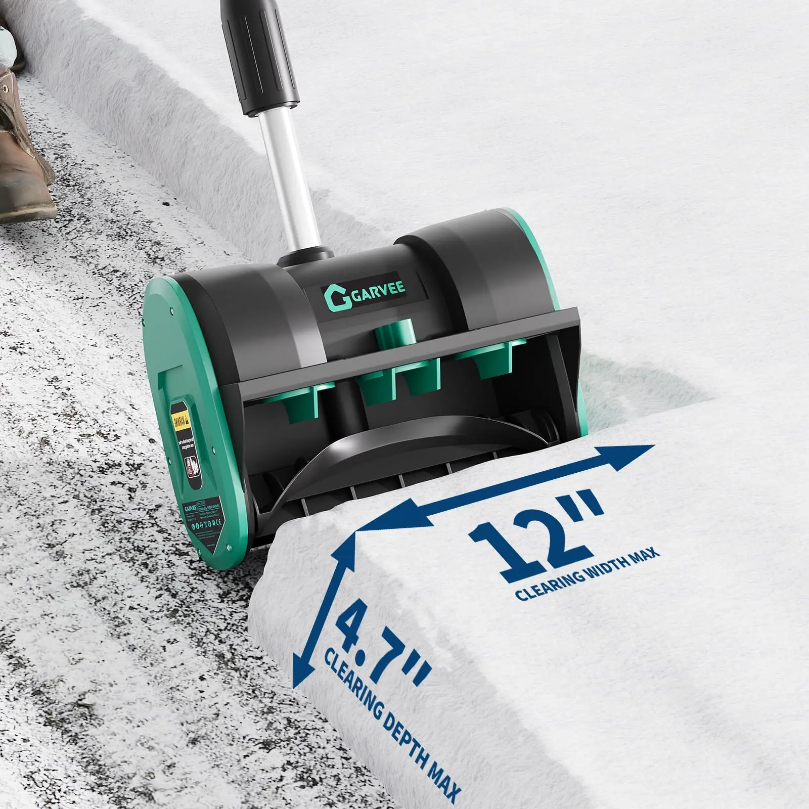 Cordless Snow Shovel, 20V 30 cm, 4.0Ah Battery and Quick Charger, Lake Blue