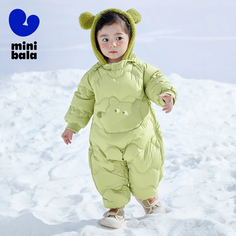 

Mini Balabala Baby Thickened Down Romper Winter Warm Outfit Chinese New Year Celebration Jumpsuit for Outdoor