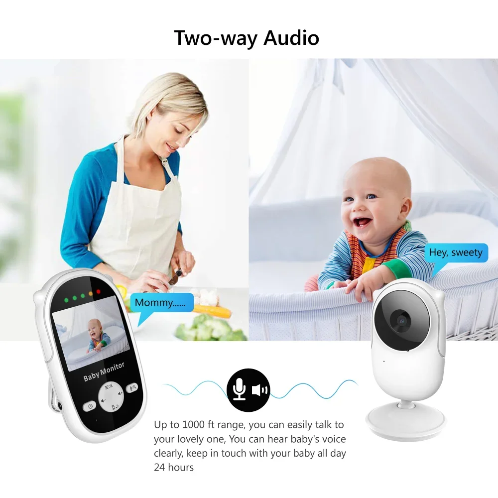 Babystar 2.4 Inch Video Baby Monitor High Resolution Baby Nanny Security Camera Night Vision Temperature Monitoring Babyphone