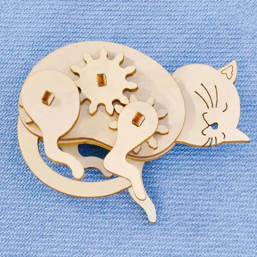 

6 set Animal DIY Wooden Toy 3D Model Wooden Assembly Puzzle Assembly Cat Dog Lion Kangaroo Deer Game Jigsaw