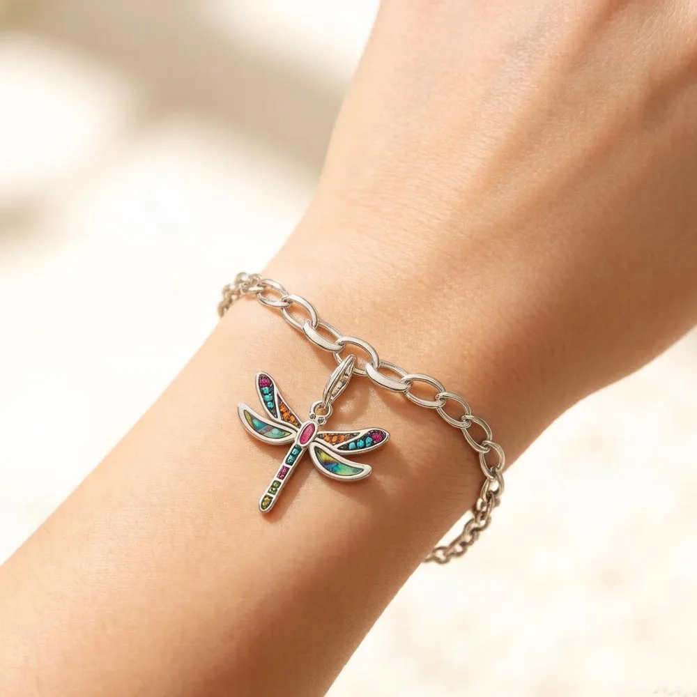 Bransoletka z wisiorkiem ważka, Europa 925 Sterling Silver Prezent dla kobiet Lato Brand New Bohemia Link Chain Jewelry — zdjęcie 4