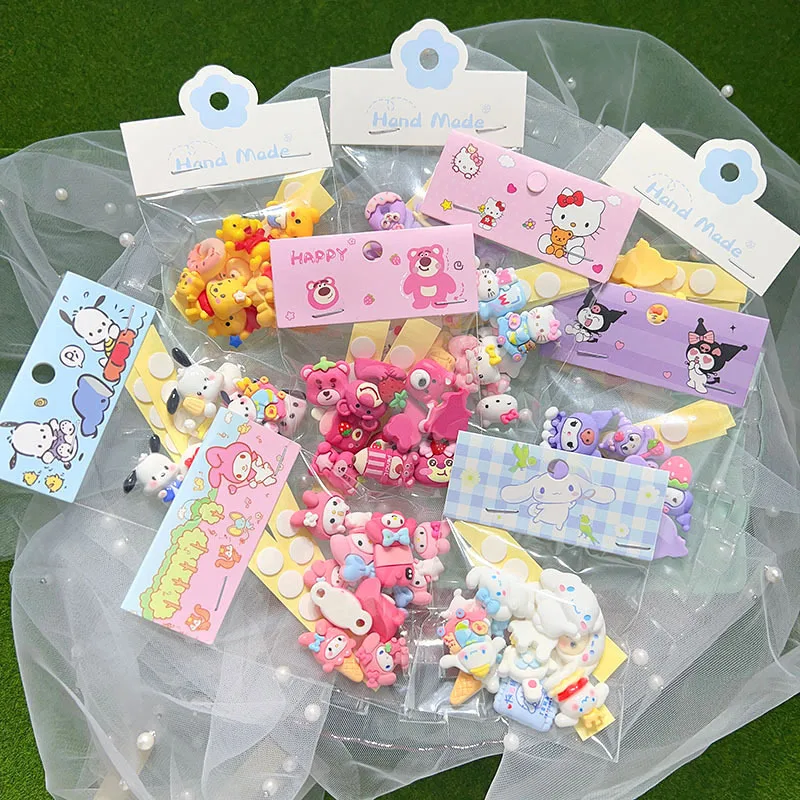 

Anime Sanrio cartoon sticker HelloKitty Melody resin diy sticker water cup storage box with glue point resin decorative sticker