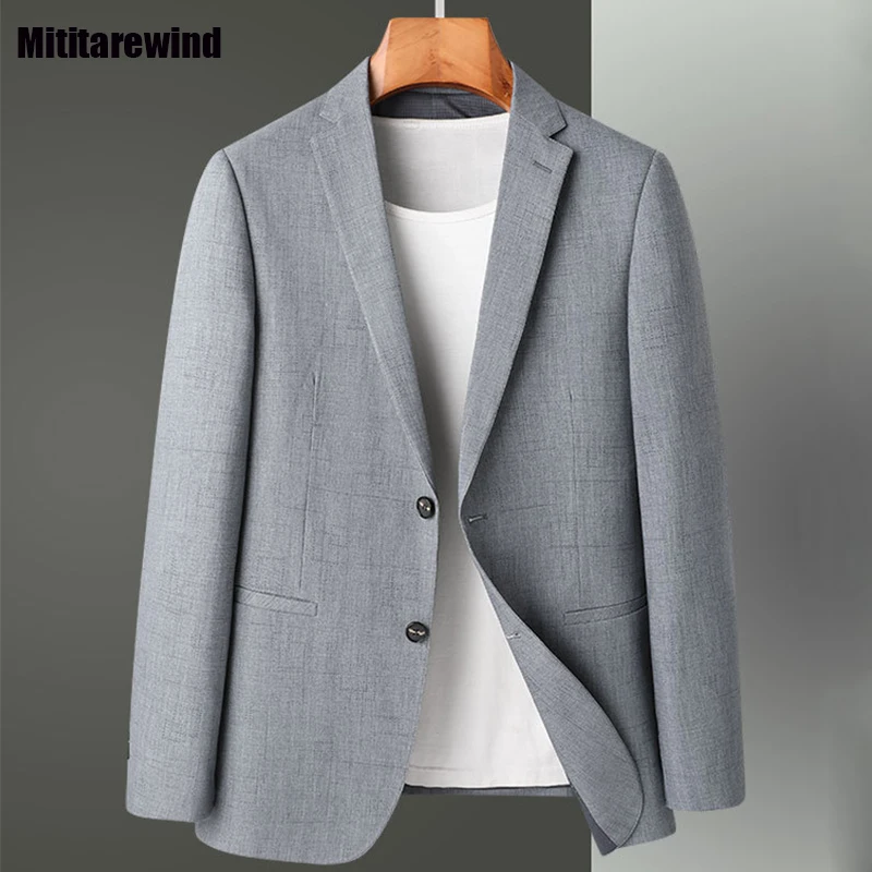 

2024 Spring and Summer Brand Male Suits Business Blazer for Men Luxury Slim Gray Suit Jackets Simple Fashionable Thin Coat Youth