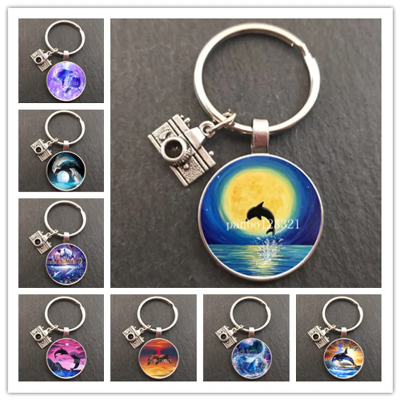 2021 new charming dolphin keychain ring ring car bag pendant blue sea animal male and female dolphin keychain jewelry jewelry