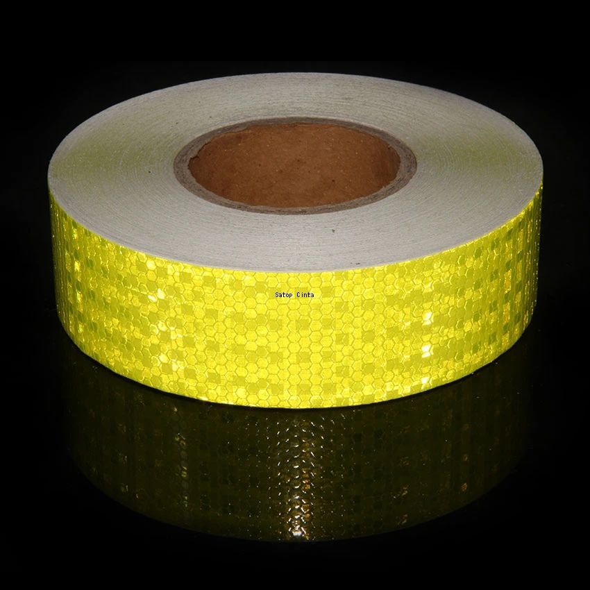 5cmx 50M Reflecterend Materiaal Fietsveiligheidswaarschuwing Opvallende Tape Glanzend Wit Fluorescerend Geel Rood Reflectoren Stickerstrip