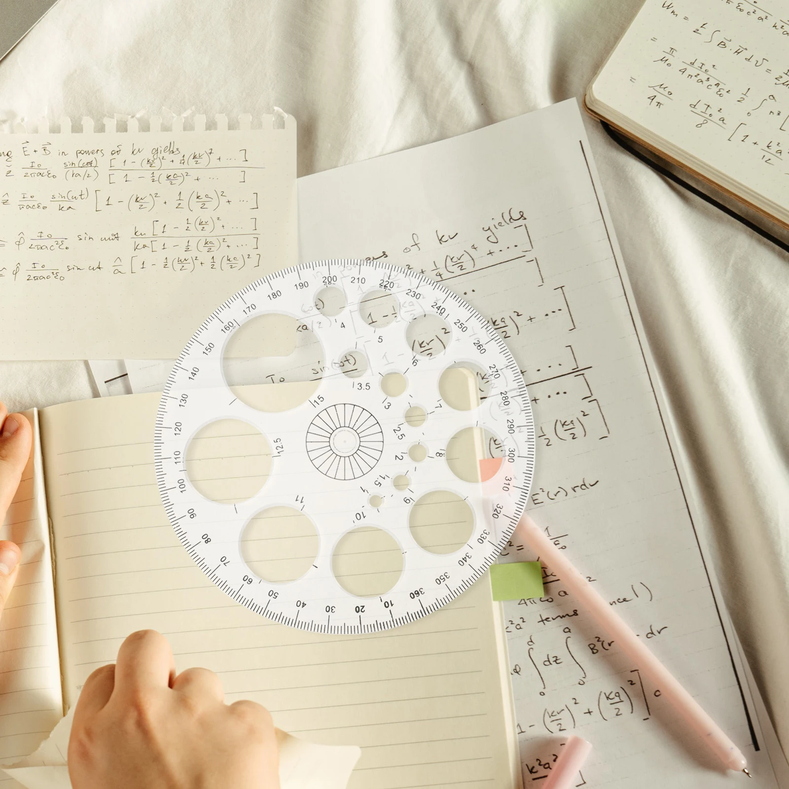 6 Pcs 360 Degree Protractor Circle Geometry Tool Transparent White 11 5CM Ruler Students Drawing Aid Measuring Instrument Math