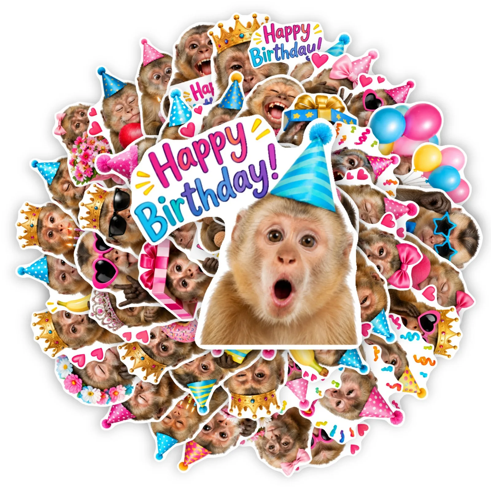 50 PCS Party Monkey Fun Expression Graffiti Stickers For Atmosphere Decoration DIY Helmet Skateboard Scrapbook Waterproof Decals