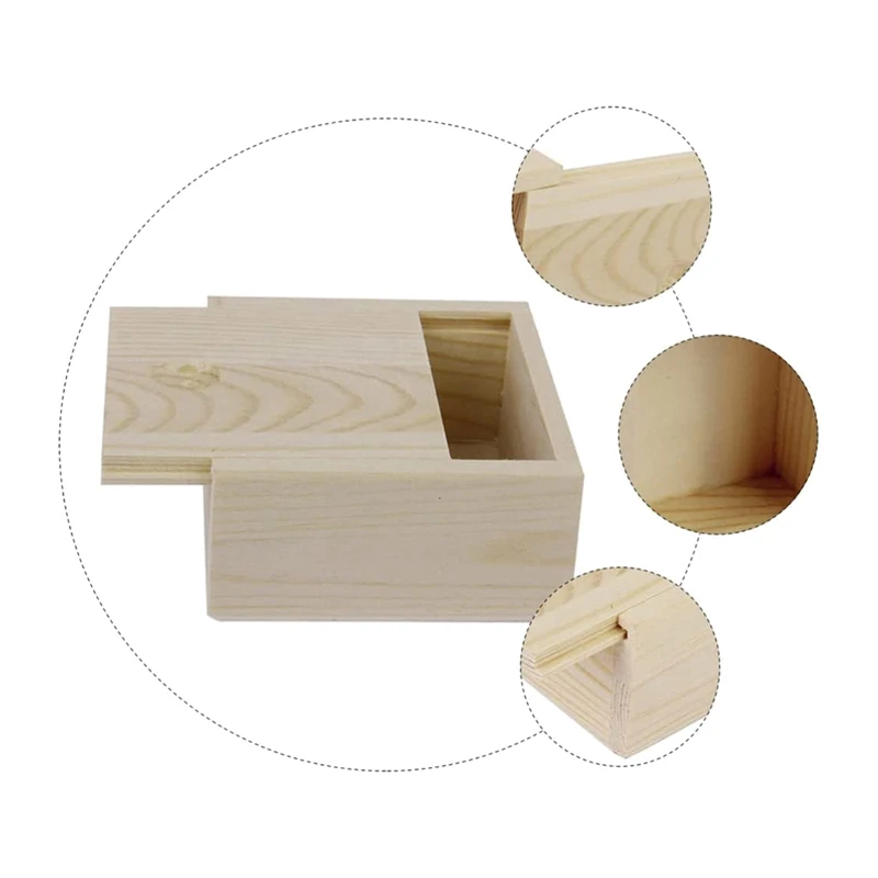 10Pcs 8.5X8.5X4cm Handmade Wooden Box Soap Jewelry Container Sliding Cover Box