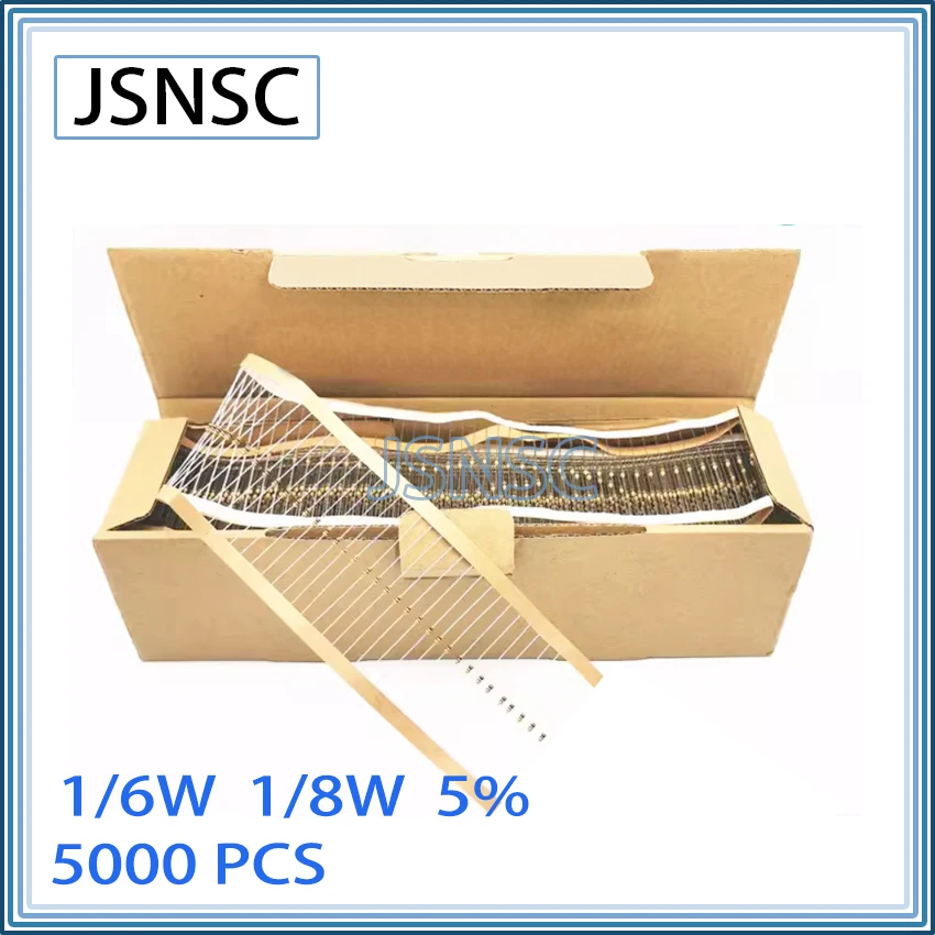 

JSNSC 5000PCS 5% 1/6W 1/8W 390R 430R 470R 510R 560R 620R 680R 750R 820R 2K 3K 10K 12K 15K 18K 20K OHM carbon film DIP resistor