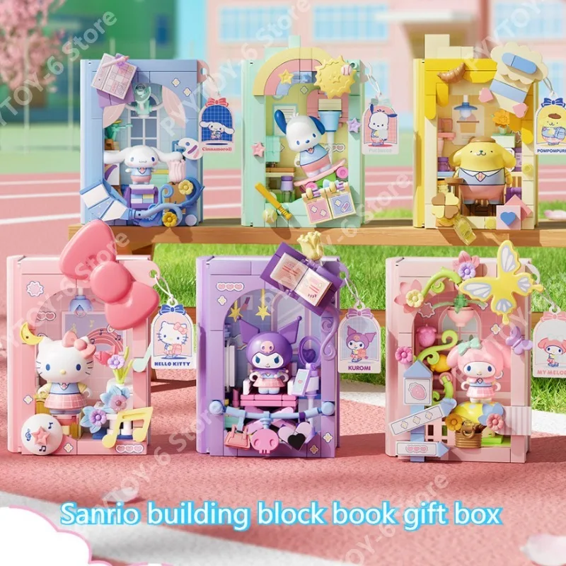 

Подарочный набор Sanrio: школьный дневник-конструктор с фигурками Hello Kitty и Kuromi, анимационная игрушка-конструктор, подарок на день рождения