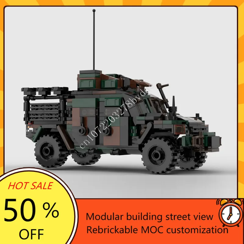 480PCS MOC International armored carMXT-MV Husky  Armored Car WeaponModel Building Blocks Bricks DIY Assembly Toys Gifts