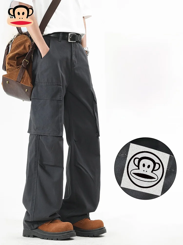 

PaulFrank American Sle Loose Wide Leg Cotton Work Pants Men's Casual Trousers Spring Trendy High Street Pure Cotton Long Pants