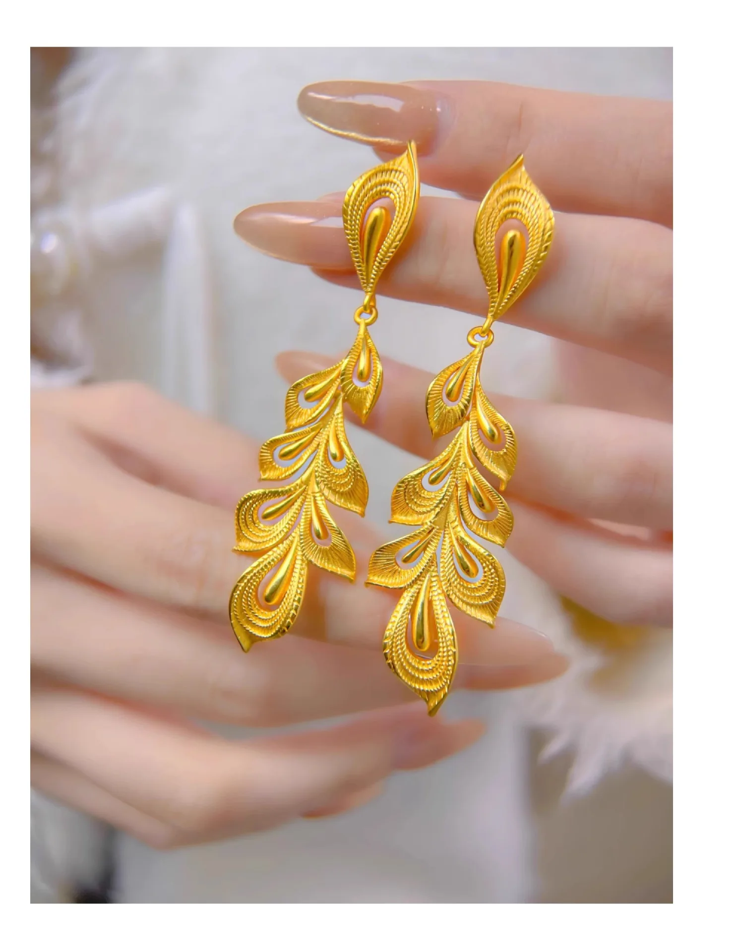 

Luxury 24K 9999 Pure Gold real gold Phoenix Earrings Women's Stud Earrings