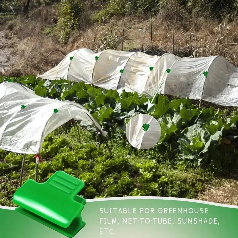 Greenhouse Pipe Clamps Clips, Plant Stakes, for Outer Shed Film, Row Cover, Shading Netting, Tunnel Hoop Clips