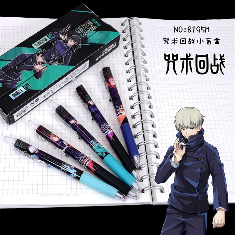 24Pcs Set Random Surprise Jujutsu Kaisen Anime Figures Satoru Gojo Yuji Megumi Toge Nobara Zenin Maki Press Gel Pen Student Gift