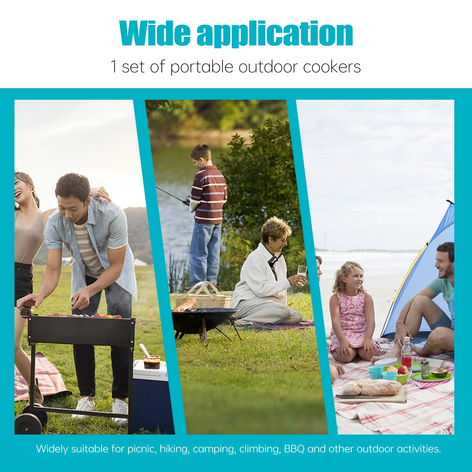 

1Set Camping Cookware Portable Outdoor Stainless Steel Foldable Handle Cooking Pot Picnic Hiking Bbq Set Camping Cookware