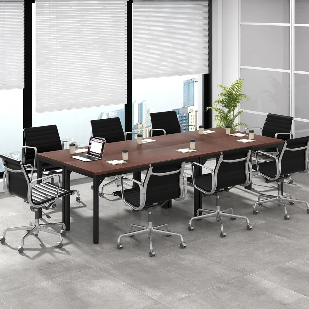 55” x 24” Large Meeting Room Table W/Heavy Duty Steel Frame, Modern Computer Desk for Home, Office, Conference Room