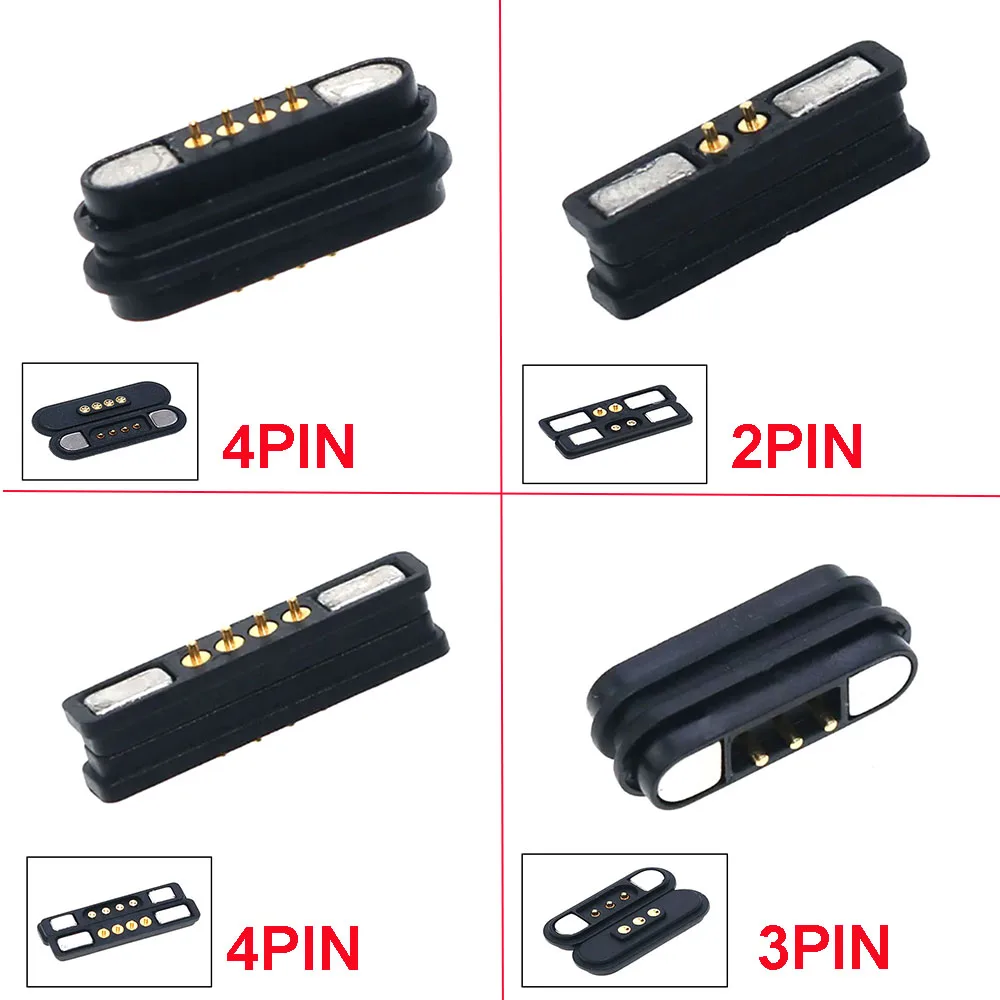 1Pairs Magnetic Waterproof Male To Female Connector 2 3 4PIN Pole Pogopin 2.2 MM Grid THT 3A Spring Loaded Pogo Pin