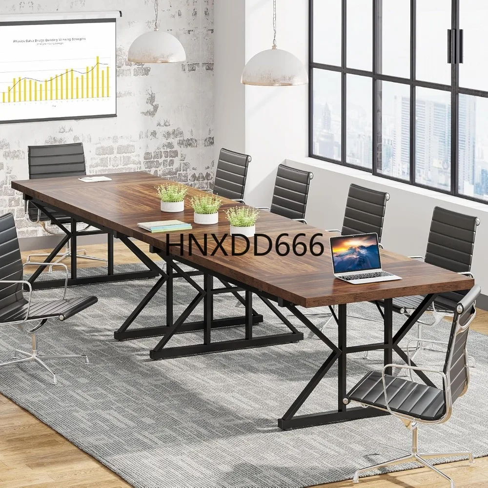 6FT Conference Table, 70.86 L x 31.49 W x 29.52 H Inches Rectangle Meeting Room Table, Rustic Wood Seminar Table Executive
