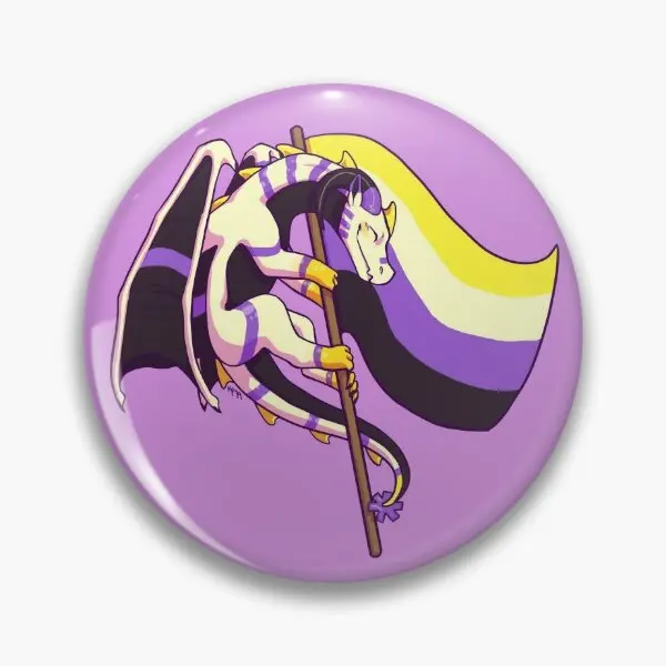 Nonbinary Pride Flag Dragon 3Rd Edition  Soft Button Pin Badge Clothes Metal Women Cartoon Creative Collar Fashion Lapel Pin