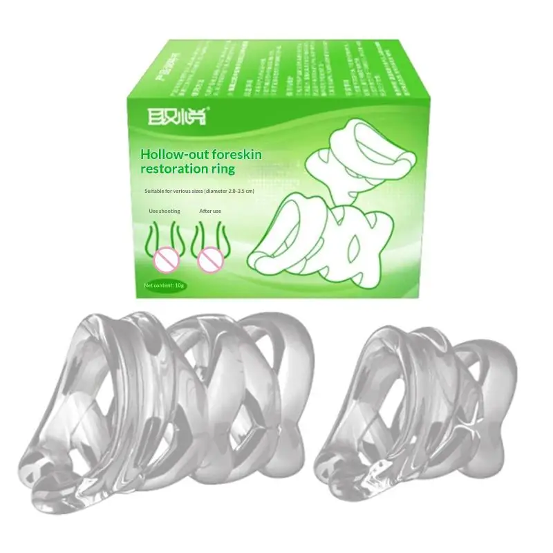 SA2Pcs Transparent Male Penis Lock Cock Ring Lasting Erection Extender Delay Ejaculation Penis Enlargement Stretcher Sex Toy