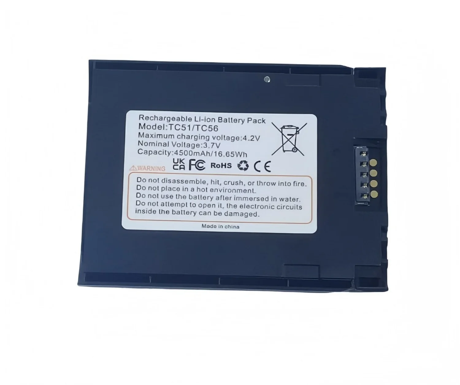 Replacement 3.7V 4500mAh Li ion Battery for TC51 TC56 Barcode Scanner, 16.65Wh High Capacity Spare Power Supply