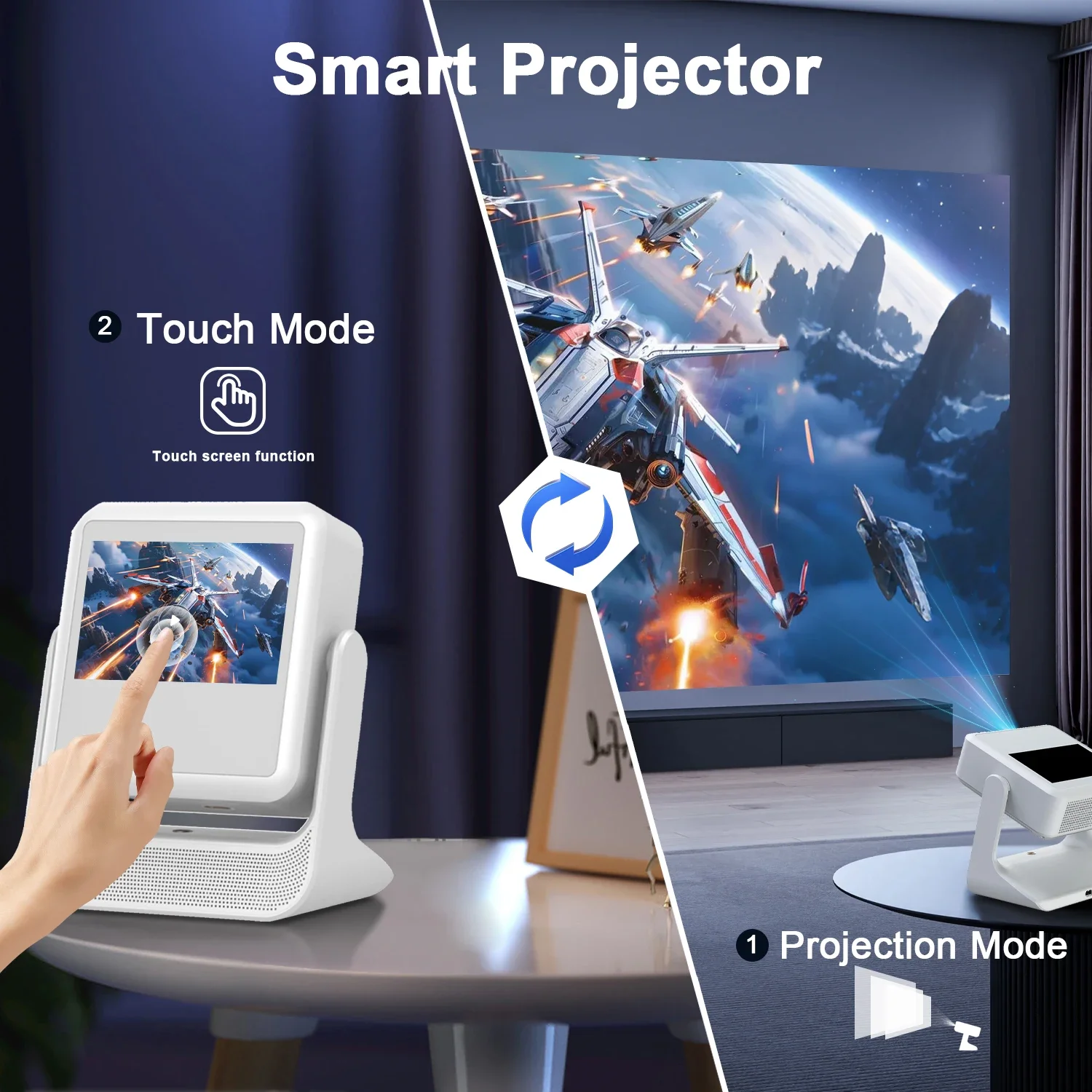 جهاز عرض، جهاز عرض بلوتوث واي فاي محمول بدقة 4K، HDMI/USB، مسرح منزلي لـ Anime، ألعاب NBA وليلة ممتعة عائلية #3