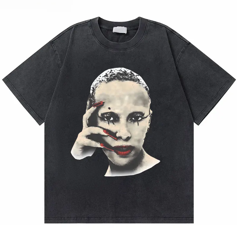 

Washed Old Vintage Doja Cat Head Graphic T Shirts Men's Fashion Trend Tshirt Men Women Hip Hop Oversized Short Sleeve T-shirts