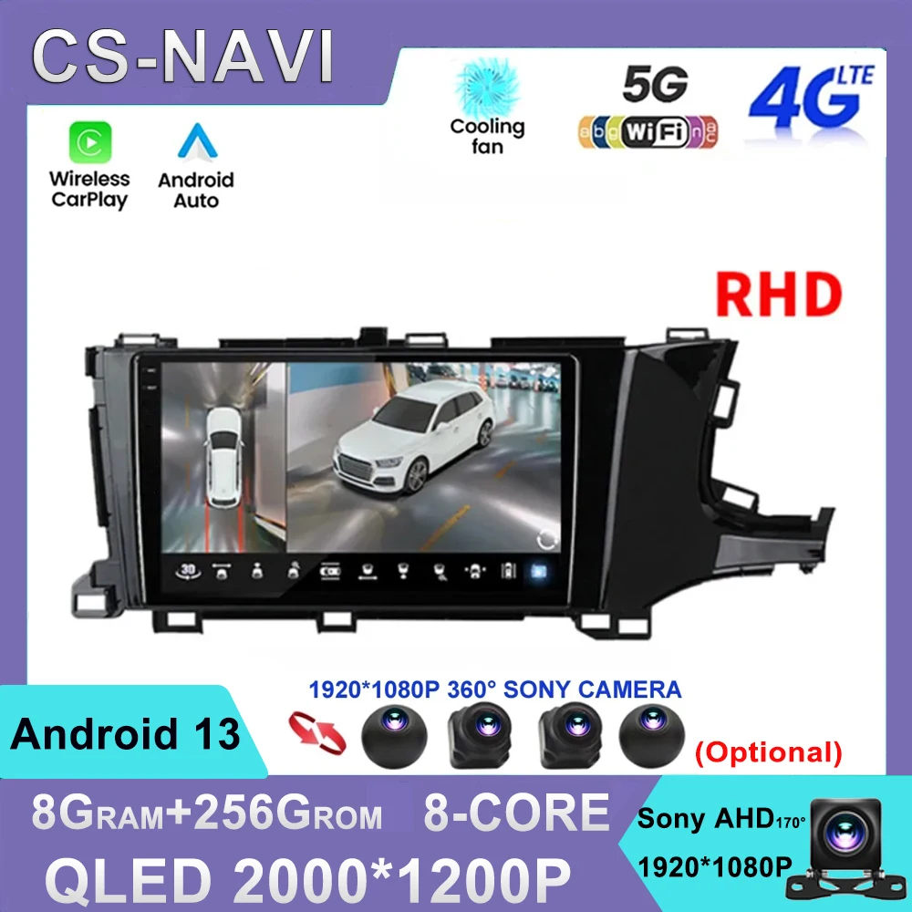 

For Honda Shuttle 2 2015-2020 RHD Car Radio Stereo Multimedia Video Player Navigation QLED Android 13 2Din DVD Carplay 4G Wifi