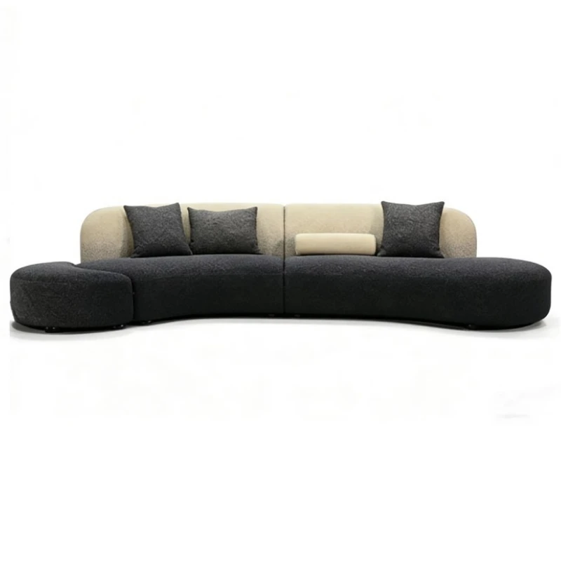 Modern style color living room sofa set luxury combined curved corner modular sofa with footstool