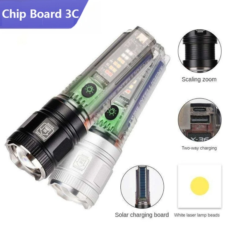 

Многофункциональный фонарик для повседневного использования, мощный сфокусированный большой радиус действия, с солнечной перезаряжаемой УФ-лампой светильник для кемпинга на открытом воздухе