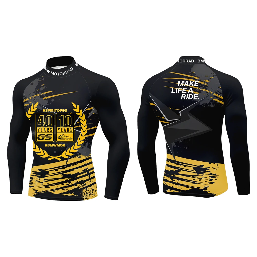 

BMw GS Series 40th Anniversary Мужской спортивный воротник с высоким воротником и длинным рукавом, черное золото, модный цвет, индивидуальные граффити