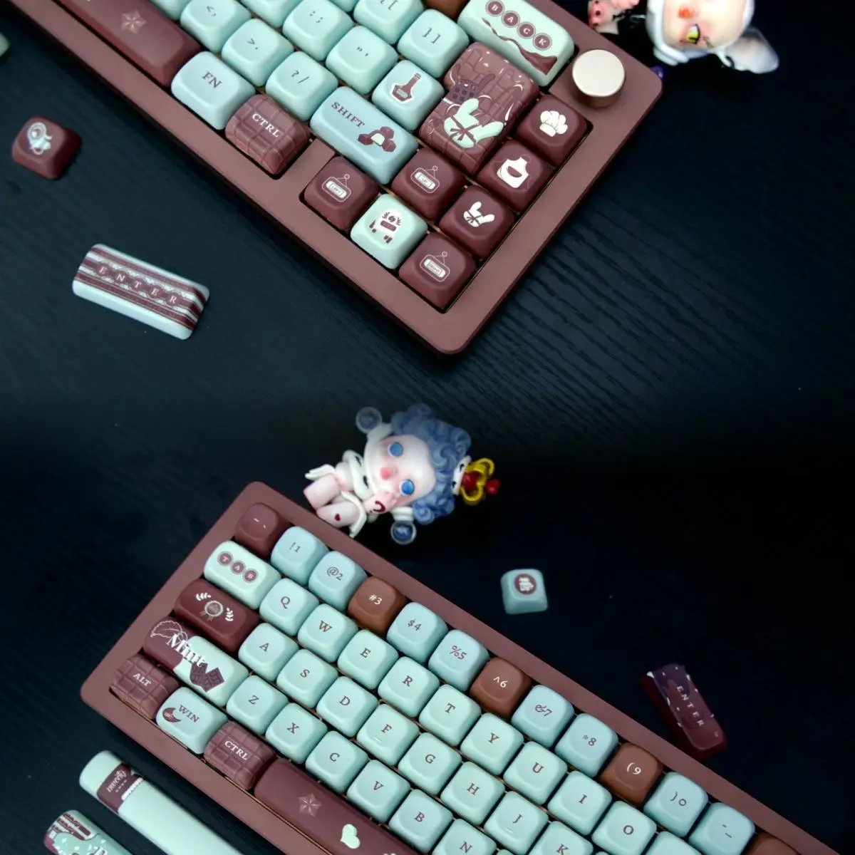 Teclado mecânico DIY Keycaps, Blue Mint Frost Chocolate Keycaps, sublimação PBT, ECO Altura, bonito, 138 chaves